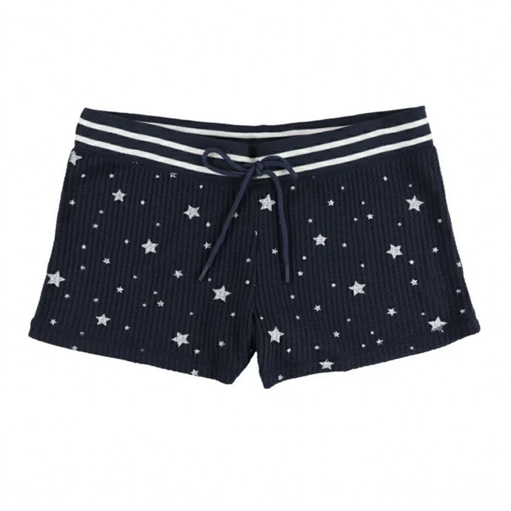 P.J. Salvage Womens Thermal Knit Stars Pajama Shorts, Blue, NWOT